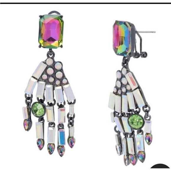 Betsey Johnson “RICH WITCH” Halloween Skeleton Hand Rhinestone Drop Earrings - Picture 3 of 8